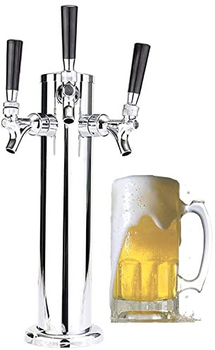 THREMA Grifo De Cerveza para El Hogar, Torre De Cerveza De Barril De Acero Inoxidable De 3 Grifos, Dispensador De Cerveza Fría con Manguera, Llave, para Fiestas De Picnic En La Barra del Hogar