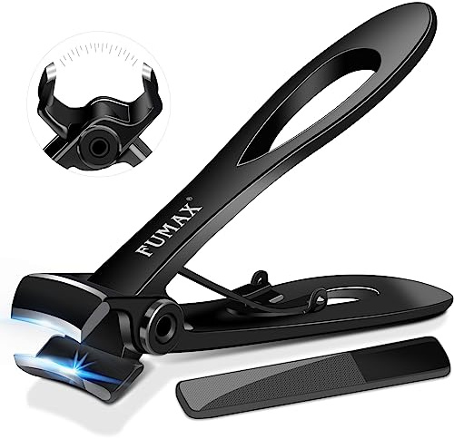 Nail Clippers for Thick Nails - Toenail Clippers for Men Thick Toenails | Heavy Duty Large Toe Nail Clippers for Seniors, 15mm Wide Jaw Opening, Long Handle, Stainless Steel, Ultra Sharp, Black