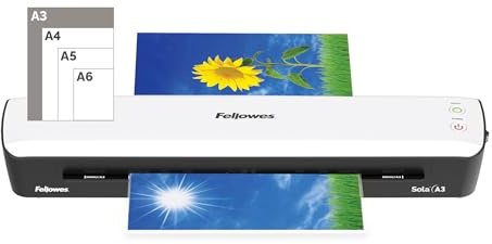 Fellowes Sola A3 Laminator Machine for Home Use - Fast 4 Minute Warm Up Time with Auto Shut Off Feature - 80-125 Micron - White