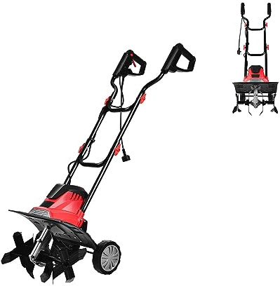RELAX4LIFE Elektro-Bodenhacke 1200W, 22 cm Arbeitstiefe, 36 cm Arbeitsbreite, Gartenfräse Bodenfräse mit 4 Hackmesser, klappbarer Handgriff, Transporträder, 2-Punkt-Sicherheitsschalter