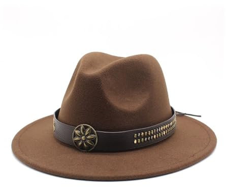Fengyan Chapeaux Chapeau de coupe de style britannique, chapeau de jazz nouveau, chapeau tibétain à grande aile de printemps et d'automne, chapeau en feutre de salon de tir de mariage ( Couleur :