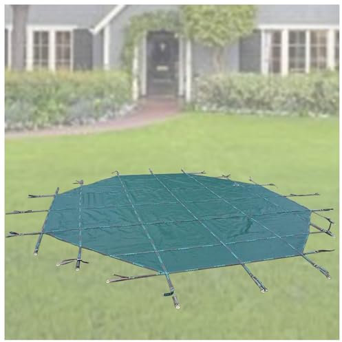 Autumn & Winter Pool Safety Cover, Anti-Leafing Net Ice Snow Protection Mesh, Round Inground Pools Dust-Proof Lid, with Anchors & Spring, Green Swimming Pool Cover for Kids Cats ( Size : 8ft/2.4m Diam