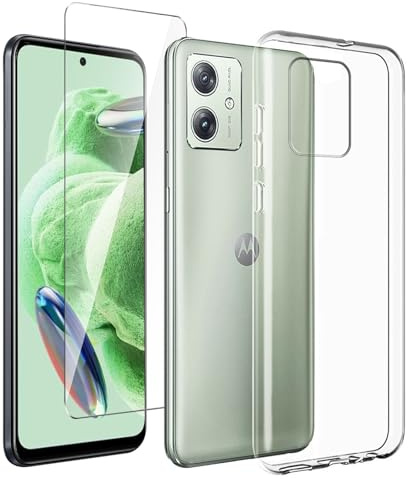 LYZXMY Funda para Motorola Moto G54 5G (6.5) + Protector de Pantalla Vidrio Templado Película Protectora - Transparente Carcasa Silicona TPU Suave Caso Case