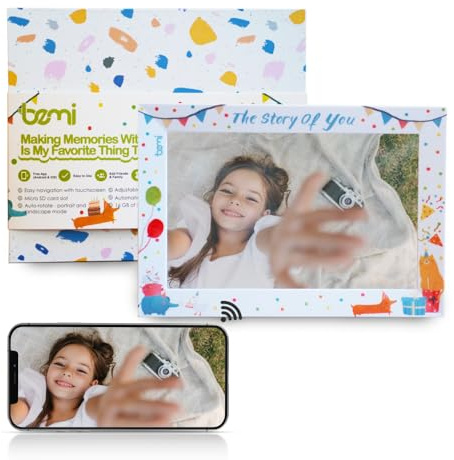 BEMI Frame with FRAMEO 10.1 Inch Smart WiFi Kids Digital Photo Frame Multicolor 1280x800 IPS LCD Touch Screen, Built in 16GB Memory, Share Moments Instantly via Frameo App