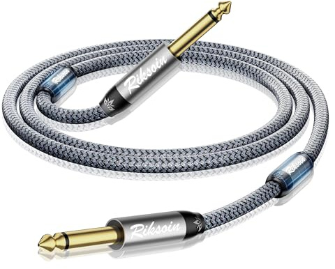 Neu Gitarrenkabe 3M-1/4 TS Stereo Instrumentenkabel,Gerades 6.35mm auf 6.35mm Klinke Audio Kabel und magnetischem Ring,Nylon Geflochten Kabel für E-Gitarre,Bassverstärker,Elektronisches Klavier