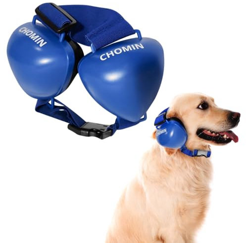 CHOMIN Cuffie antirumore per cani, 29 dB NRR, cuffie antirumore per cani, tappi per le orecchie per cani, protezione dell'udito da tuoni, aspirapolvere, fuochi d'artificio (blu, medio)