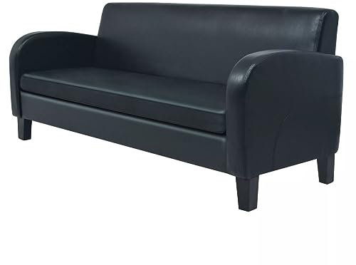 Camerina 3-Sitzer-Sofa Kunstleder Schwarz KüChensofa 3 Sitzer Sofa Mit Schlaffunktion