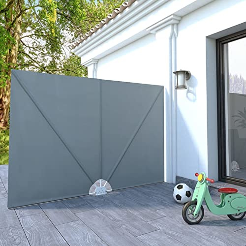 ARKEM Side Awning Retractable, Outdoor Privacy Screen for Garden, Balcony, Terrace,Collapsible Terrace Side Awning Grey 240x160 cm