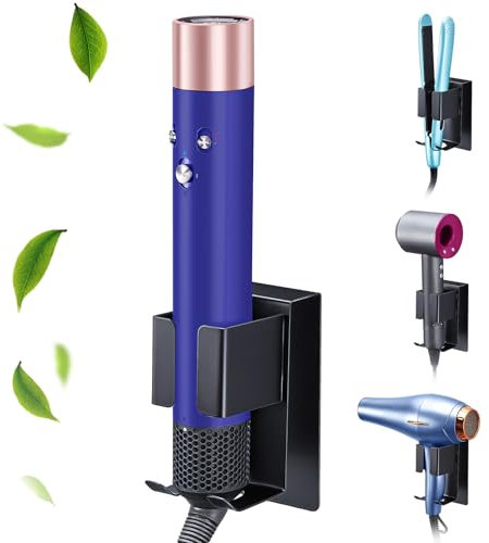 LOXSUN Glätteisen Halterung Schwarz, Föhnhalter Wand, Fönhalter Ohne Bohren, Wandhalterung Glätteisen Halter, Föhn Halterung Für Styler Zubehör, Lockenstab, Haartrockner Aufbewahrung