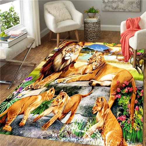 Teppich Läufer Flur Löwentier 3D Küchenläufer Waschbar, Lange Korridor Teppich, Für Flurtreppen Schlafzimmer,rutschfest Schallschutz Türmatte Mit 200 X 300 cm - Leicht Zu Reinigen -1T3N6L1
