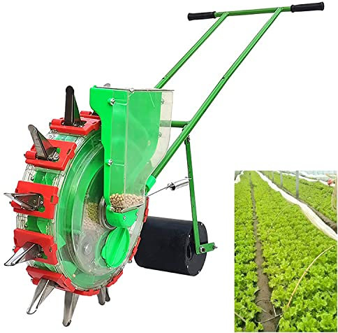 SmPinnaA Farmer Pushes Vegetable Seeder Garden Push Seeder Push Chain Drum Single Row Seeder Portable Hand Push Gardening Seeder Tools for Corn Beans Cotton Peanut 10mouths,8mouths