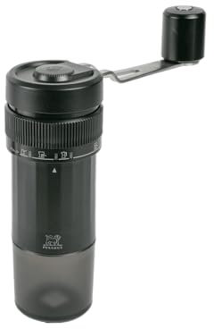 PEUGEOT - Moulin à Café Manuel Presto - 6 Réglages de Moutures u'Select - Mécanisme en Acier - Design Élégant et Intuitif - Coloris Noir Mat