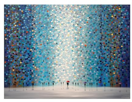 Trademark Fine Art Canvas Wall Art - Ekaterina Ermilkina 'Umbrellas At Night' Wall Art for Living Room, Bedroom, or Office Décor