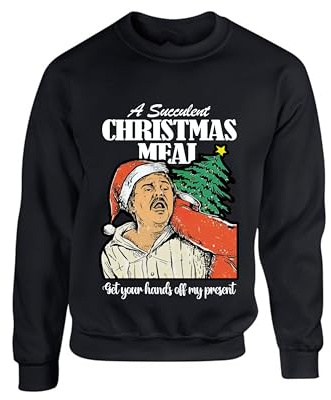 Democracy Manifest Christmas Jumper Get Your Hands Off My Present Succulent Chinese Meal Sweater Funny Ugly meme Unisex kid adult Sweatshirt(M, Black)