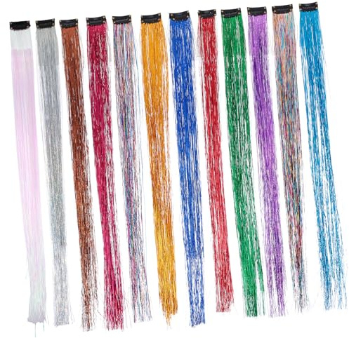 Kreative Haar Glitzer Extensions 11 Stück Pet Farbige Haarsträhnen | Haarflechtmaterial für Alltag und Club, Leicht Abnehmbar mit Verstellbarer Länge, Halloween Geschenkideen Zufällige Farbe