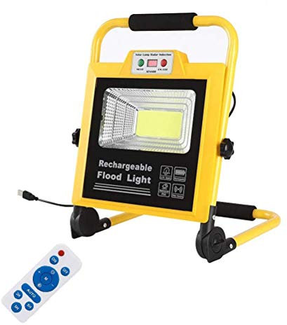 FHRKA Projecteur Portable LED extérieur 60W 1065LM, lumières de Chantier Rechargeables USB avec télécommande, 5 Modes dimmable