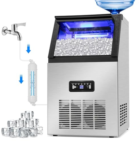 kommerzielle Eismaschine Eiswürfelmaschine, 40.5 kg/24 Std. – Hohe Leistung mit 11 kg Eisvorrat, Einbau- & Standgerät mit Selbstreinigung & Timer für Hausbars & Gastronomie