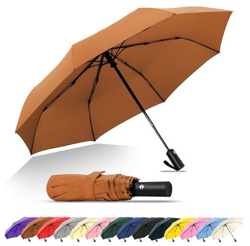 SoulRain Travel Umbrella - Windproof and Compact Umbrella for Rain - Perfect Large Auto Folding Umbrella - Ideal Car umbrella, Golf umbrella, and Travel Companion