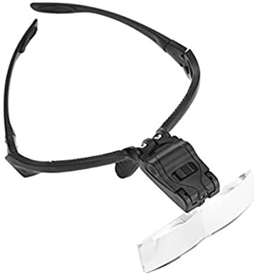 VERDANVERSE Lente D’ingrandimento Fascia e 5 Lenti Intercambiabili, Visiera Occhiali Lampada Led Regolabile, Ingrandimento Per Lettura e Lavoro in Condizioni Di Scarsa Illuminazione