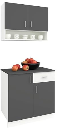 haaus Küchenzeile Berna, Anthrazit/Weiß, L 80 cm
