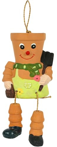 Tech Island Fun Terracotta Pot Man Gnome Style Shelf Sitting Figurine Hanging Ornament Tree Décor With A Twine Loop Terracotta Suitable For Garden Outdoor And Indoor Decor