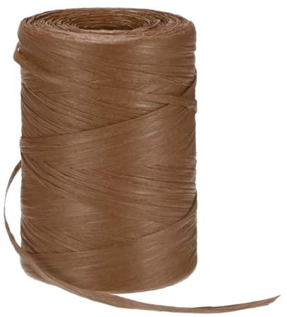M METERXITY Raffia Per Uncinetto, 328 Iarde 5mm Nastro Di Carta Raffia Per Regali/Fai Da Te/Cappelli Estivi/Borse/Decorazioni Natalizie [Marrone Scuro]
