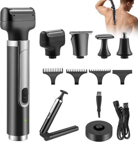 Uomo Rasoio elettrico schienai, Rifinitore per del Corpo da Uomo con Maniglia estesa pieghevole, rifinitore per peli del corpo senza fili, rasoio per il corpo, rasoio intimo per schiena, gambe, petto