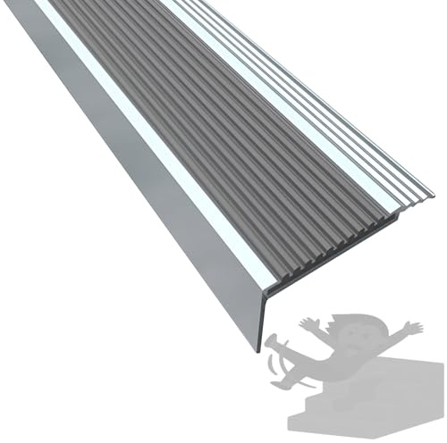 Non-Slip Stair Nosing, 39 Aluminium Indoor Outdoor Stair Edge Protector for Step Edging, Transition Strip, Metal Corner Trim(Grey,W9.6cmxH3cm)