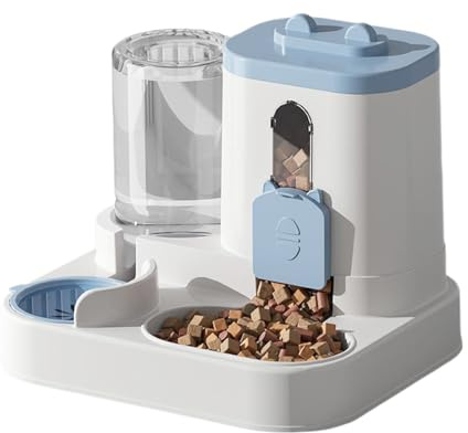 automático para perros, 2 en 1, alimentación automática de alimentos, 10.63 x 9.06 x 10.63 pulgadas, diseño de alimentación y dispensador de agua, cuenco de gran capacidad para gatos, gatitos
