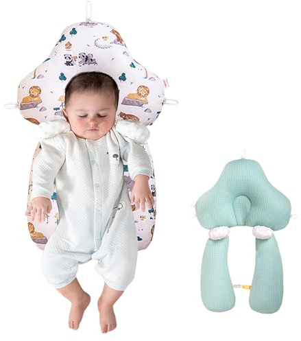 Homgo Baby Seitenlagerungskissen, Baby Keilkissen, Kopfstützkissen gegen Plattkopf, 65 x 42 cm, Verstellbare Lagerungshilfe für Kopf und Körper, Abnehmbar und Waschbar (B)