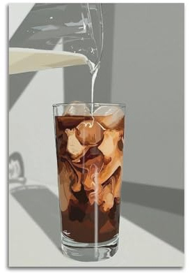 MEQKTQIMA Illustrated Iced Coffee Making Scene Decorative Painting Canvas Wall Posters And Modern Family Bedroom Decor 16x24inch(40x60cm)