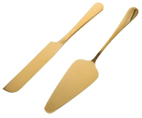 WEKADRIN Utensilios para Servir Tartas Acero Inoxidable Cuchillo Serrado y Espátula de Mango Set Versátil para Cortar y Servir Pasteles Pizzas para Repostería y Cocina Diaria