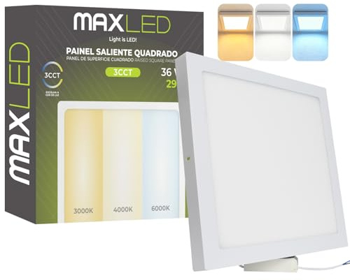 Maxled, Light is Led! 36W LED Deckenleuchte Flach Rechteckig 2900lm Modern Deckenlampe 400mm 3CCT 3000K 4000K 6500K Badlampe Decke Nicht Dimmbar für Küche Badezimmer Keller 85V-265V Aluminium