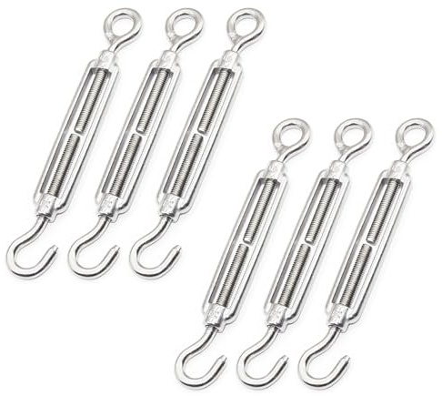 Pack Of 6 Turnbuckle Wire Tensioner, M4 Hook and Eye Turnbuckle Wire Tensioner Adjustable Rope Tensioner for Garden Wire