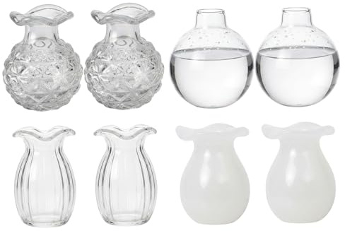 Mini klara glasvasmagneter, set med 8 - Söta kylskåpsmagneter, små vaser för torkade blommor, anteckningar, foton, kreativt kök, kontorsdekor