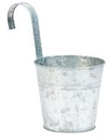 6PCS Hanging Plant Pot 13CM Galvanised Planter with Detachable Hook Zinc Plant Pot Vintage Metal Flower Pot Garden Vase Bucket for Indoor Outdoor Balcony Fence Decor