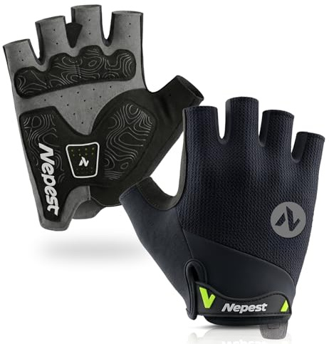 Nepest Fingerless Cycling Gloves for Men Women with Gel Padded Road, MTB | Half Finger Bike Gloves, Lightweight, Anti-slip, Breathable, Bicycle, Riding, Biker, Mountain Biking, Gravel, Summer
