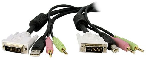 Startech.Com Cavo Kvm Switch Dvi-D Dual Link USB 4 in 1 con Audio e Microfono 3.5 M