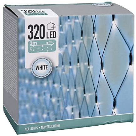 Spetebo Rete Luminosa a LED con 320 LED, Luce Bianca Fredda, per Interni ed Esterni, 3 x 1,5 m, cablata con Spina di Alimentazione