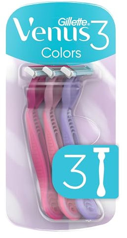 Gillette Venus 3 Basis Einwegrasierer Damen, 3 Damenrasierer mit Komfortklingen