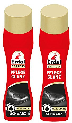 2x Erdal Express Pflege Glanz Schwarz - Creme Lotion 75 ml - mit Mandelöl