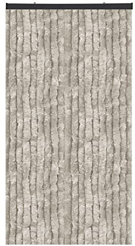 Arsvita Flauschvorhang, Chenille Vorhang, Insektenschutz für den Sommer Extrabreit, Auswahl: 140x200 Unistreifen grau