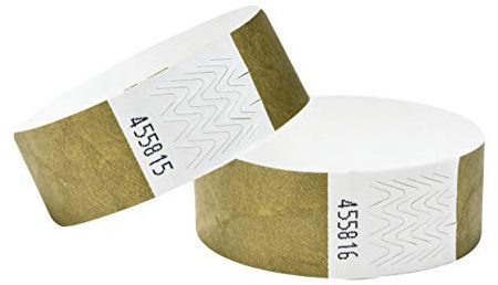 J&R Armbänder, papierähnlich, hergestellt aus Tyvek® 1000 Stück mit 17 Farbvarianten zur Auswahl., gold
