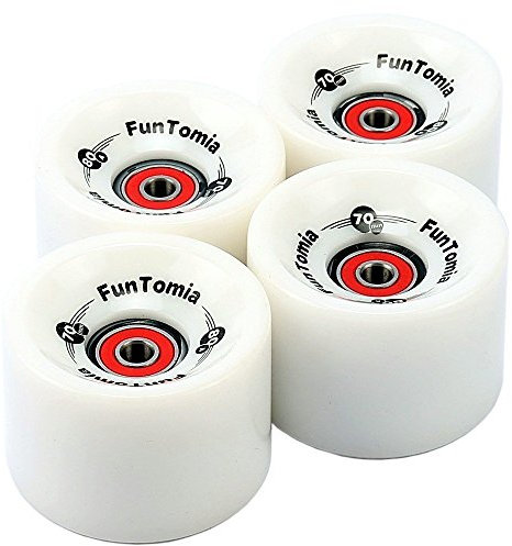 FunTomia 4 Stück Longboard/Skateboard Rollen (Big Wheels) in 70x51mm 80A oder 86A inkl. ABEC-9 Kugellager
