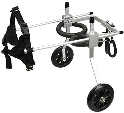 Anmas Box Kleiner Hunderollstuhl für 16–26 cm, 2–7 kg, Aluminium, Verstellbar, Silber