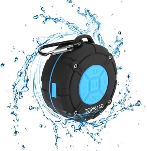 Portable Shower Speaker, IPX7 Waterproof Wireless Outdoor Speaker with HD Sound, 2 Suction Cups, Built-in Mic, Hands-Free Speakerphone for Bathroom, Pool, Beach, Hiking, Bicycle