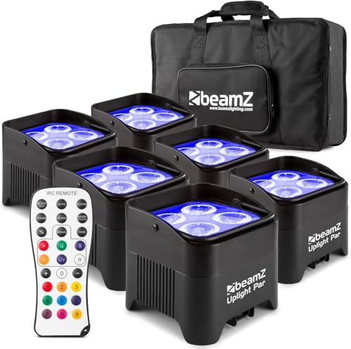 BeamZ BBP94 LED Uplight PAR Strahler 6er Set mit Tasche 10x4W | für DJ Pult, DMX-LAN, Partylicht Musikgesteuert, Fernbedienung, Lichttechnik, Lichteffekte, Led-Strahler, Verstellbar