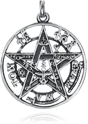 Tetragrammaton Anhänger aus 925 Sterling Silber, Glücksbringer und Schutz.Hängendes Pentagramm Herren und Damen.Silberanhänger in drei Größen 15-25 und 30 mm Durchmesser, 20 mm, Silber, Kein Edelstein