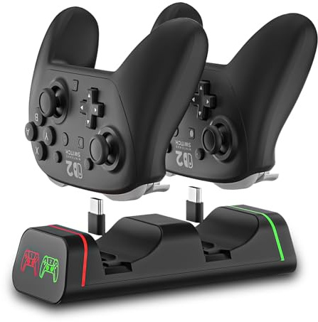 2-Port Controller Charging Dock, USB-C for Switch Pro/Switch 2 Pro, PS5, Xbox Series X/S & Elite 2 (Not for PowerA/3rd-Party), 5V2A USB Adaptor Recommended