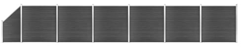 vidaXL Zaunelement Set mit Pfosten Sichtschutz Windschutz Zaun Gartenzaun Lamellenzaun Sichtschutzzaun Windschutzzaun WPC 1138x(105-186) cm Schwarz